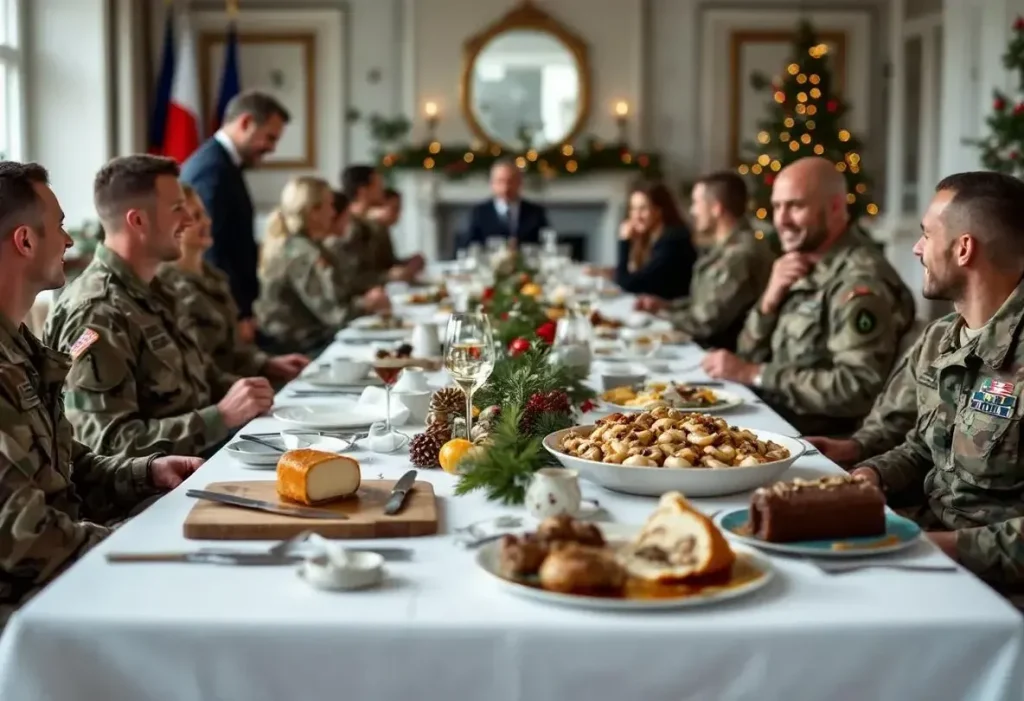 Pâté-croûte, poulet aux morilles, bûche… découvrez le menu du traditionnel repas de Noël de Macron avec les militaires français