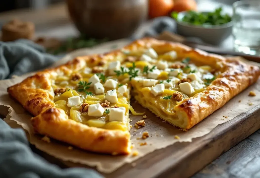 Croustillante et bien gourmande : ce soir, je prépare cette tarte fine feuilletée poireaux-chèvre frais ultra rapide