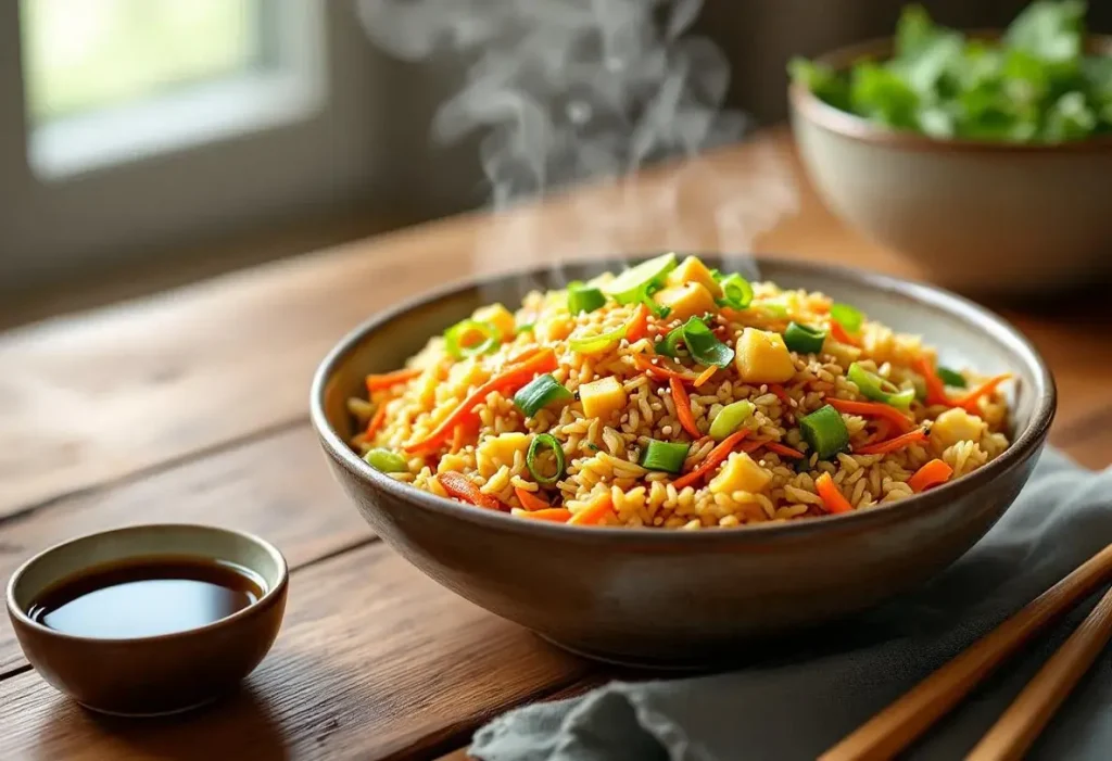 Je cuisine ce riz sauté carotte-poireau à la sauce soja dès que je veux un dîner healthy express